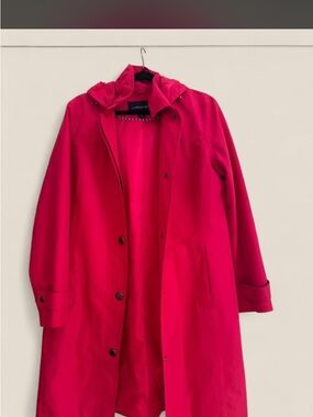 Lands' End Women's Bright Pink Hooded Trench Coat